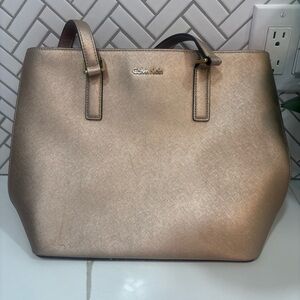 Calvin Klein Metallic Gold Tote Bag